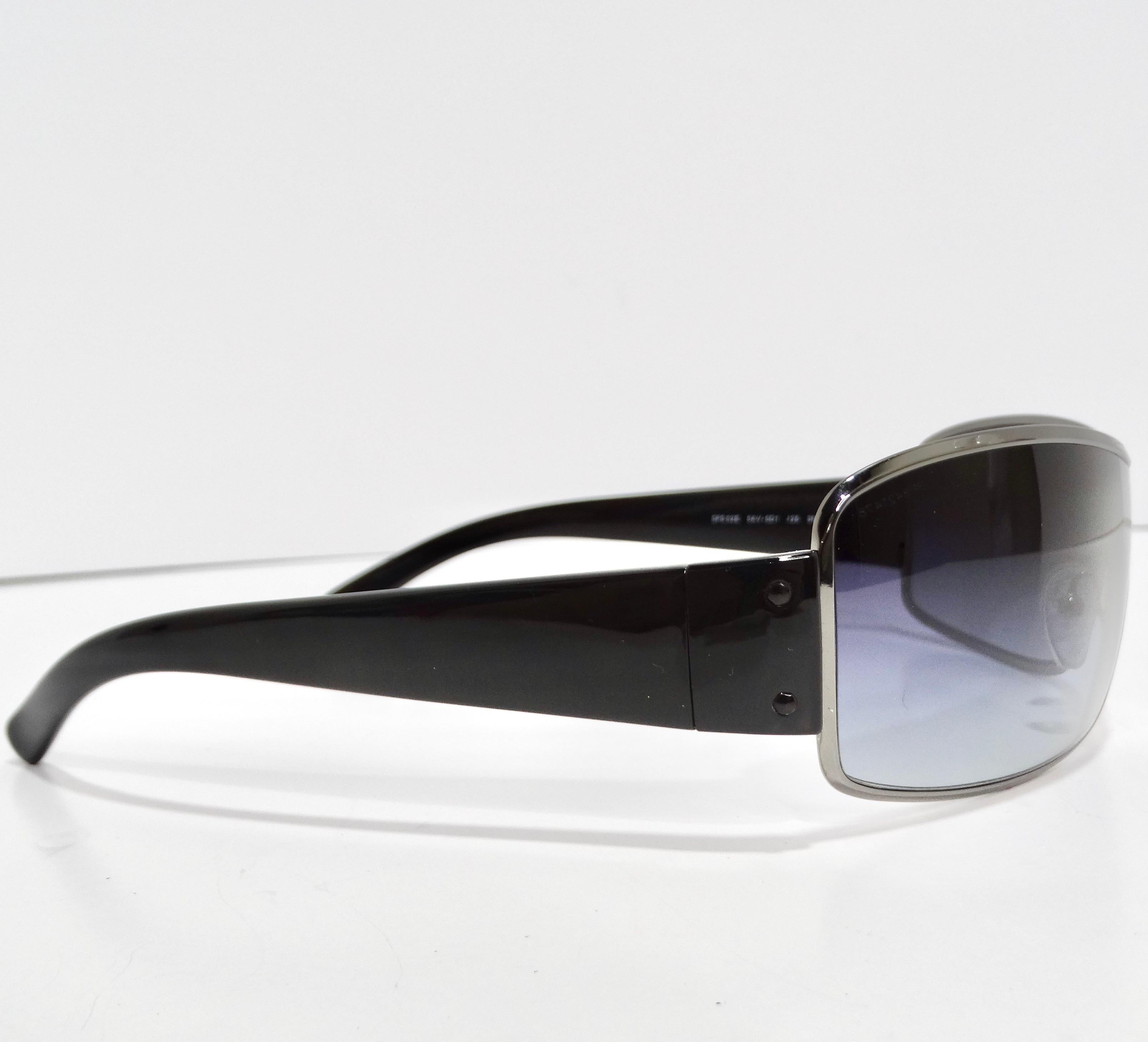 Women's or Men's Prada 1990s Silver Tone Shield Sunglasses