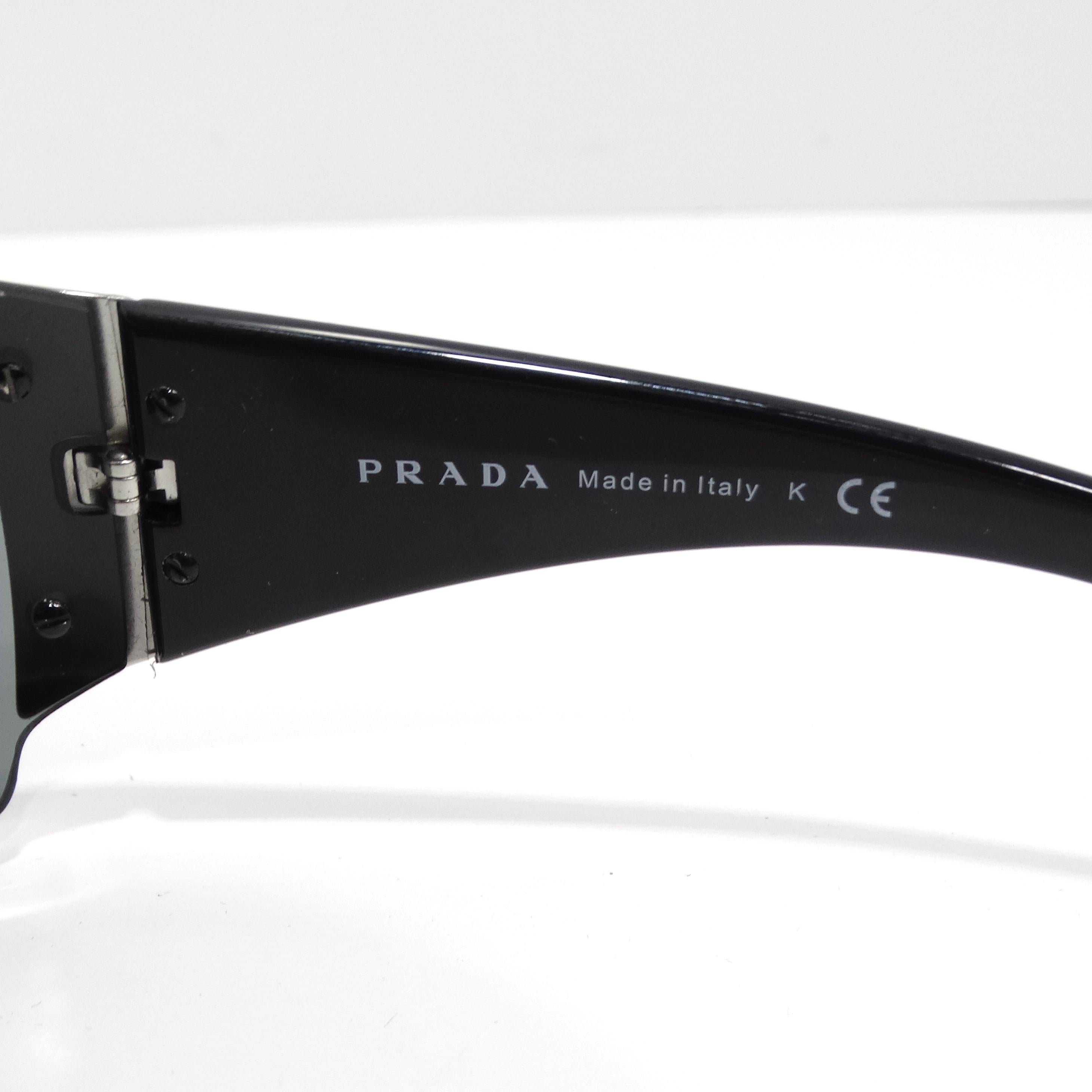 Prada 1990s Silver Tone Shield Sunglasses 3