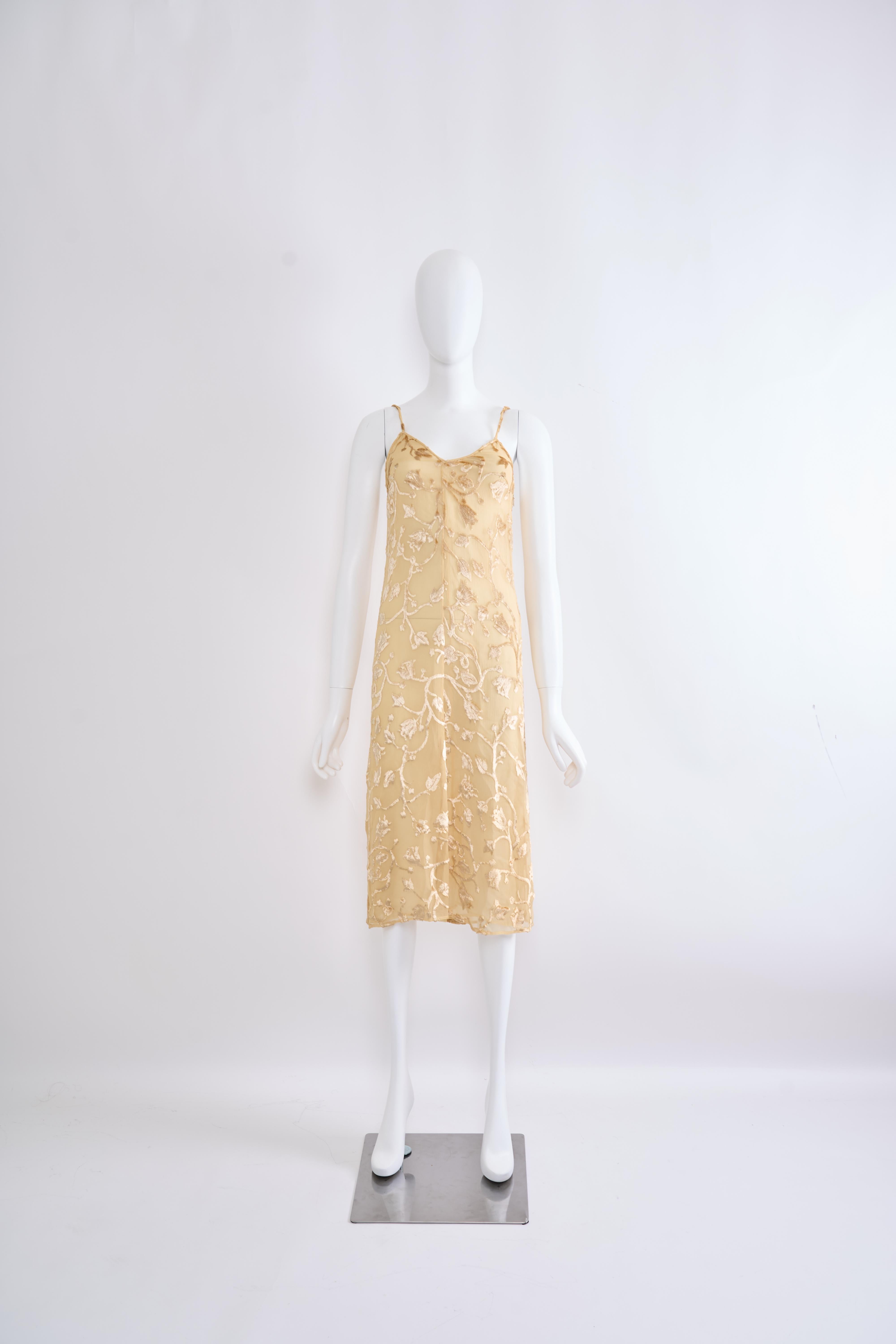 Prada 1997 Spring-Summer Dévoré Velvet on Silk Dress In Excellent Condition In Hong Kong, HK