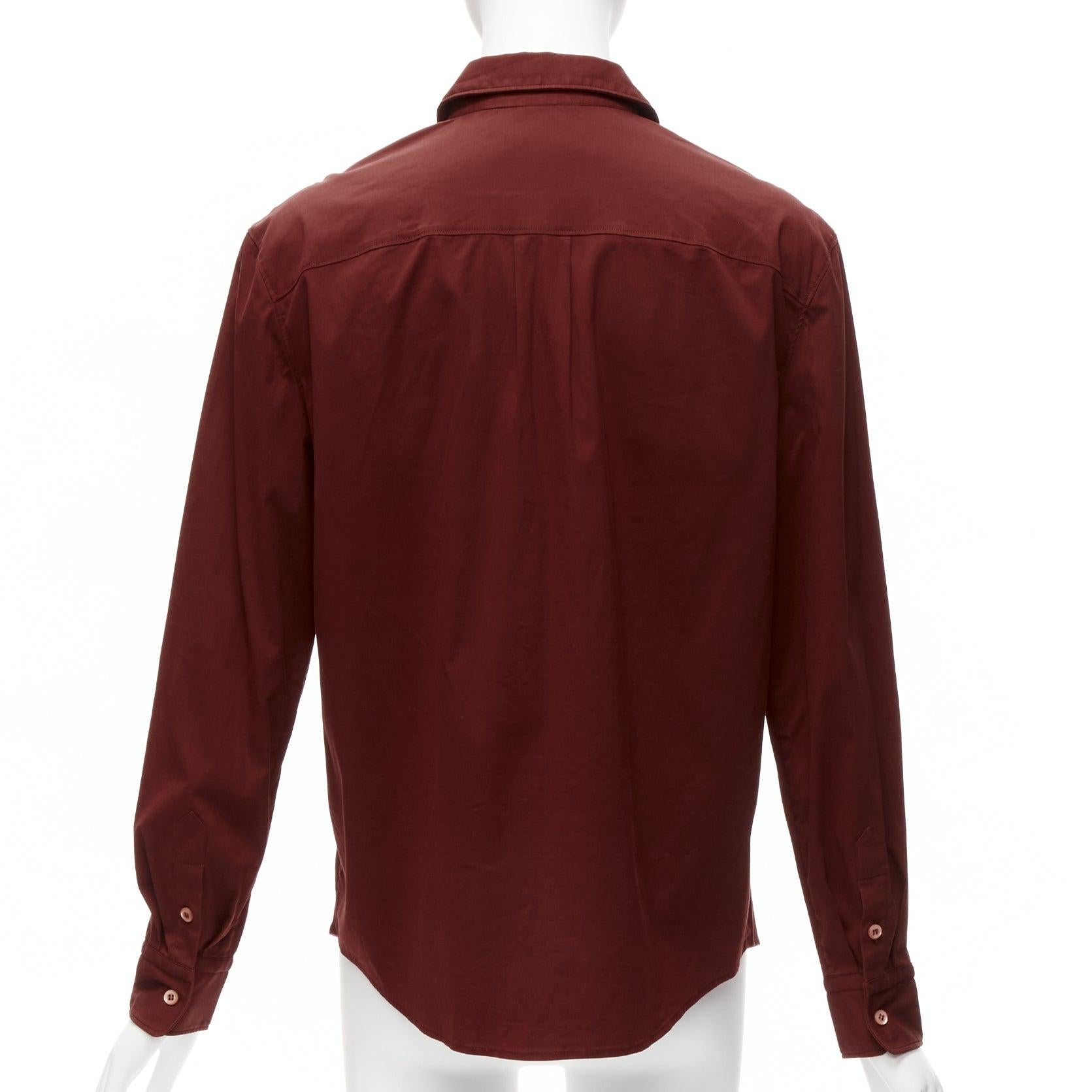 Women's PRADA 1997 Vintage red double flap pocket button front dress shirt IT44 L For Sale