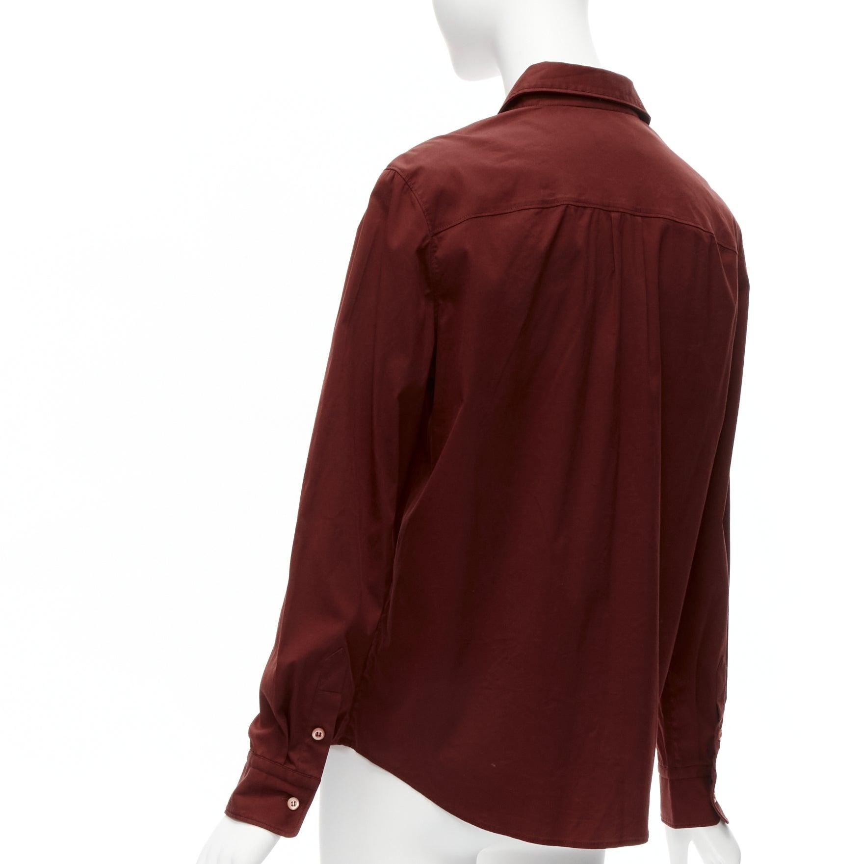 PRADA 1997 Vintage red double flap pocket button front dress shirt IT44 L For Sale 2