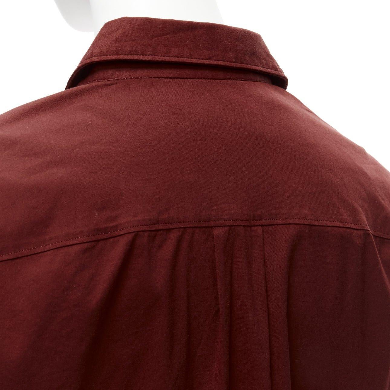 PRADA 1997 Vintage red double flap pocket button front dress shirt IT44 L For Sale 3