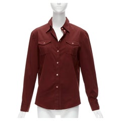 PRADA 1997 Vintage red double flap pocket button front dress shirt IT44 L