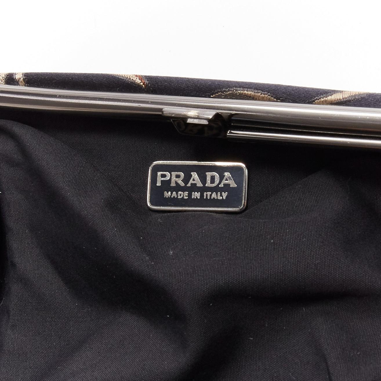 PRADA 1997 Vintage Runway Raso Calla Lily black chinoiserie flower handle bag 6