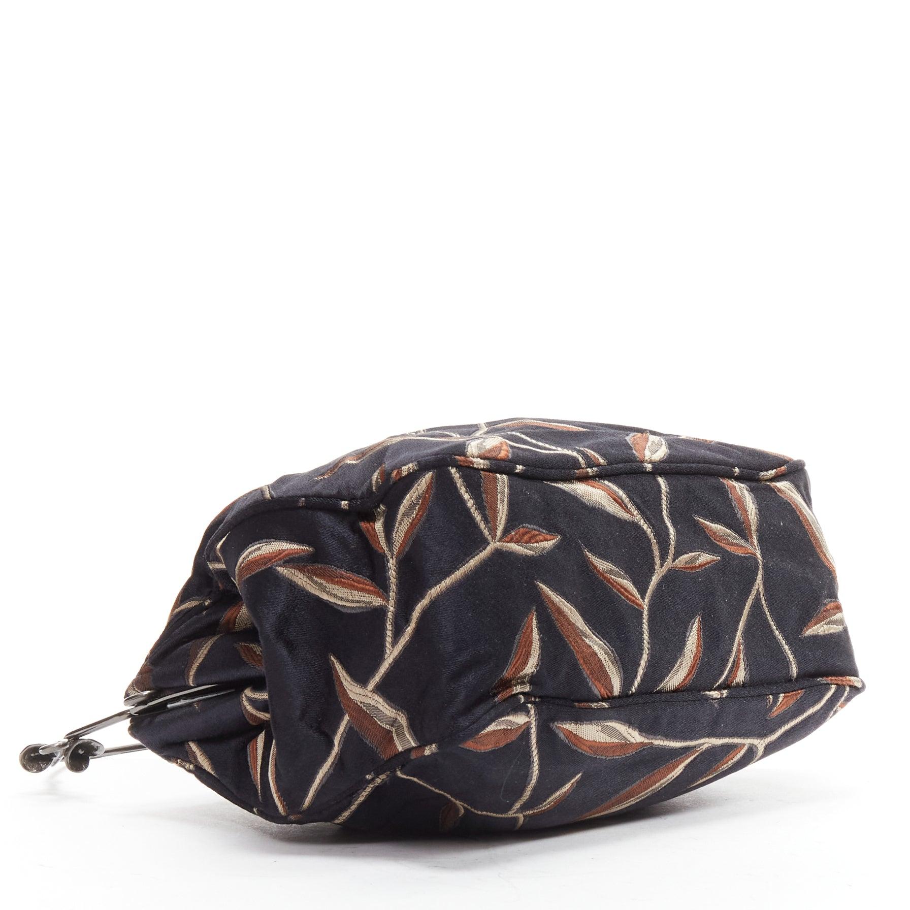 PRADA 1997 Vintage Runway Raso Calla Lily black chinoiserie flower handle bag 1