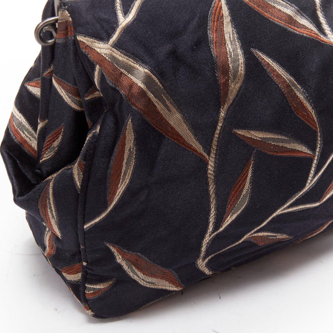 PRADA 1997 Vintage Runway Raso Calla Lily black chinoiserie flower handle bag 3