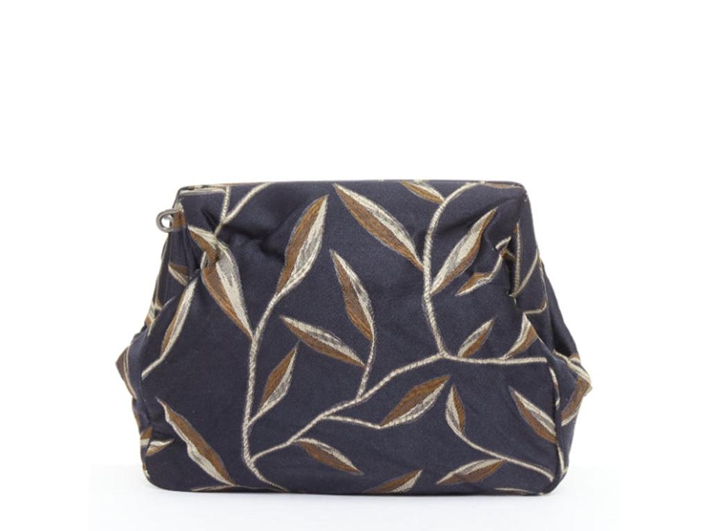 Women's PRADA 1997 Vintage Runway Raso Calla Lily black chinoiserie pouch clutch bag For Sale