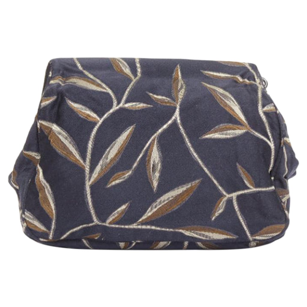 PRADA 1997 Vintage Runway Raso Calla Lily black chinoiserie pouch clutch bag For Sale