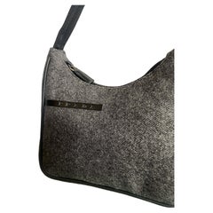 Prada 1999 Grey Wool Hobo Shoulder Bag