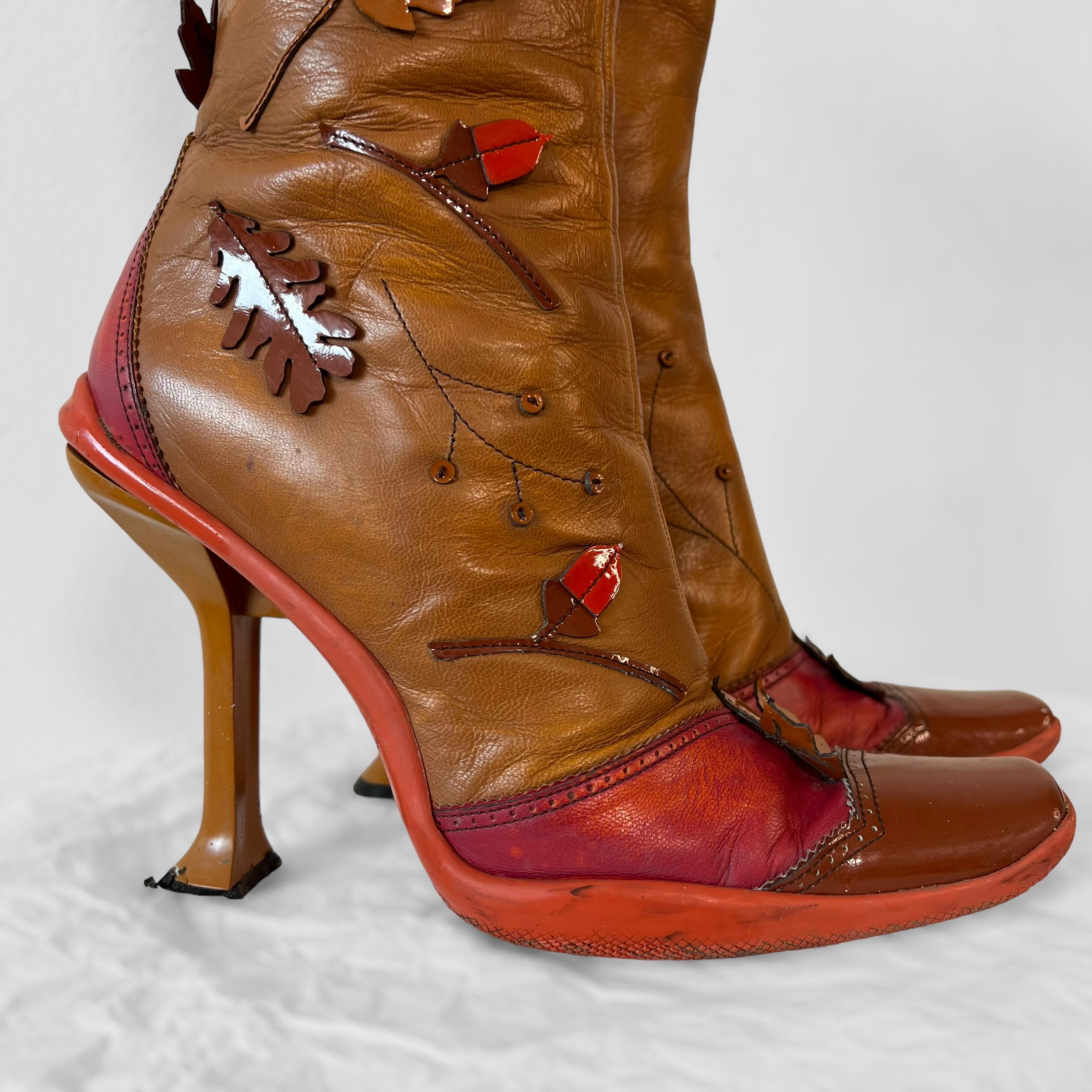 Prada 1999 leaf heeled boots (39) 6