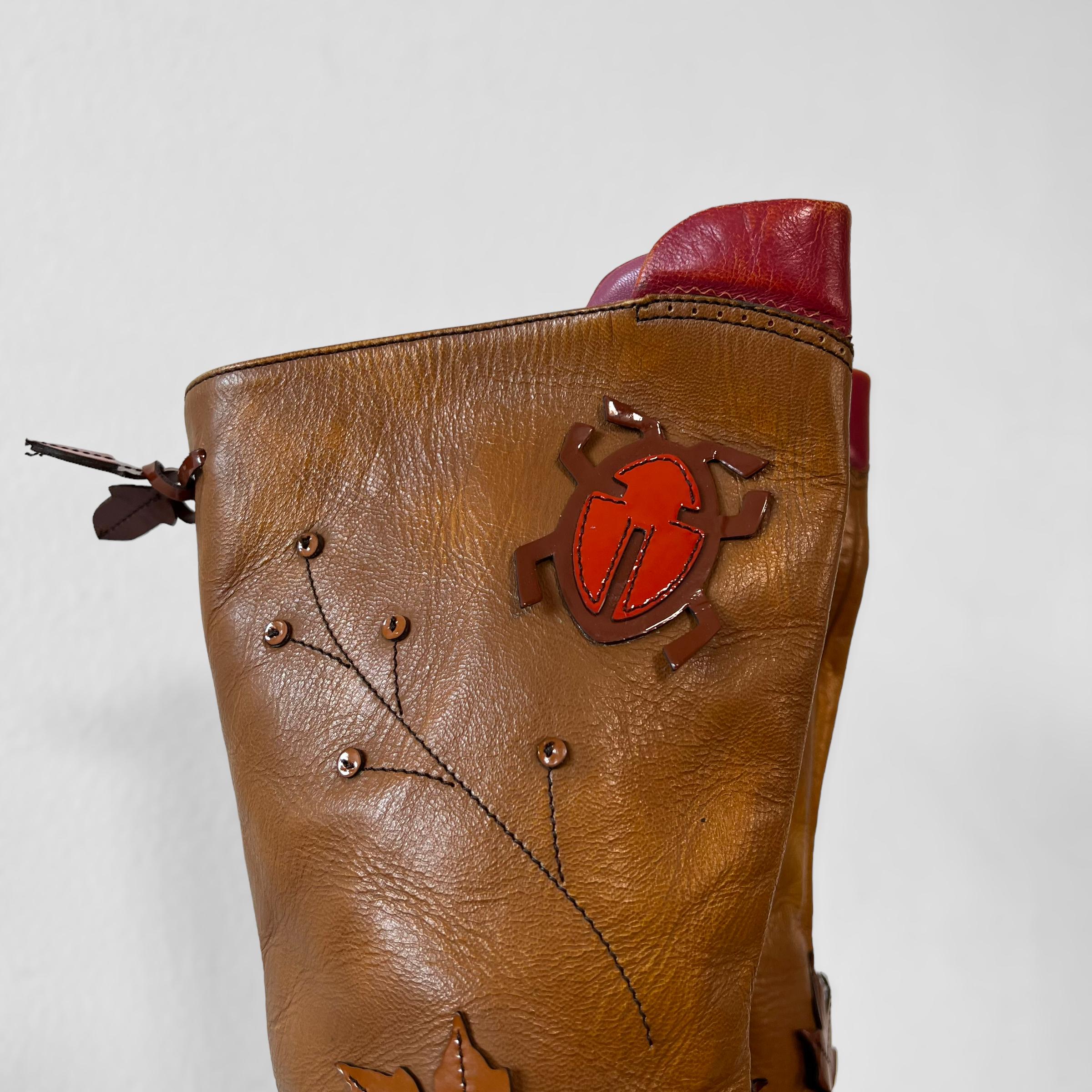 Prada 1999 leaf heeled boots (39) 1