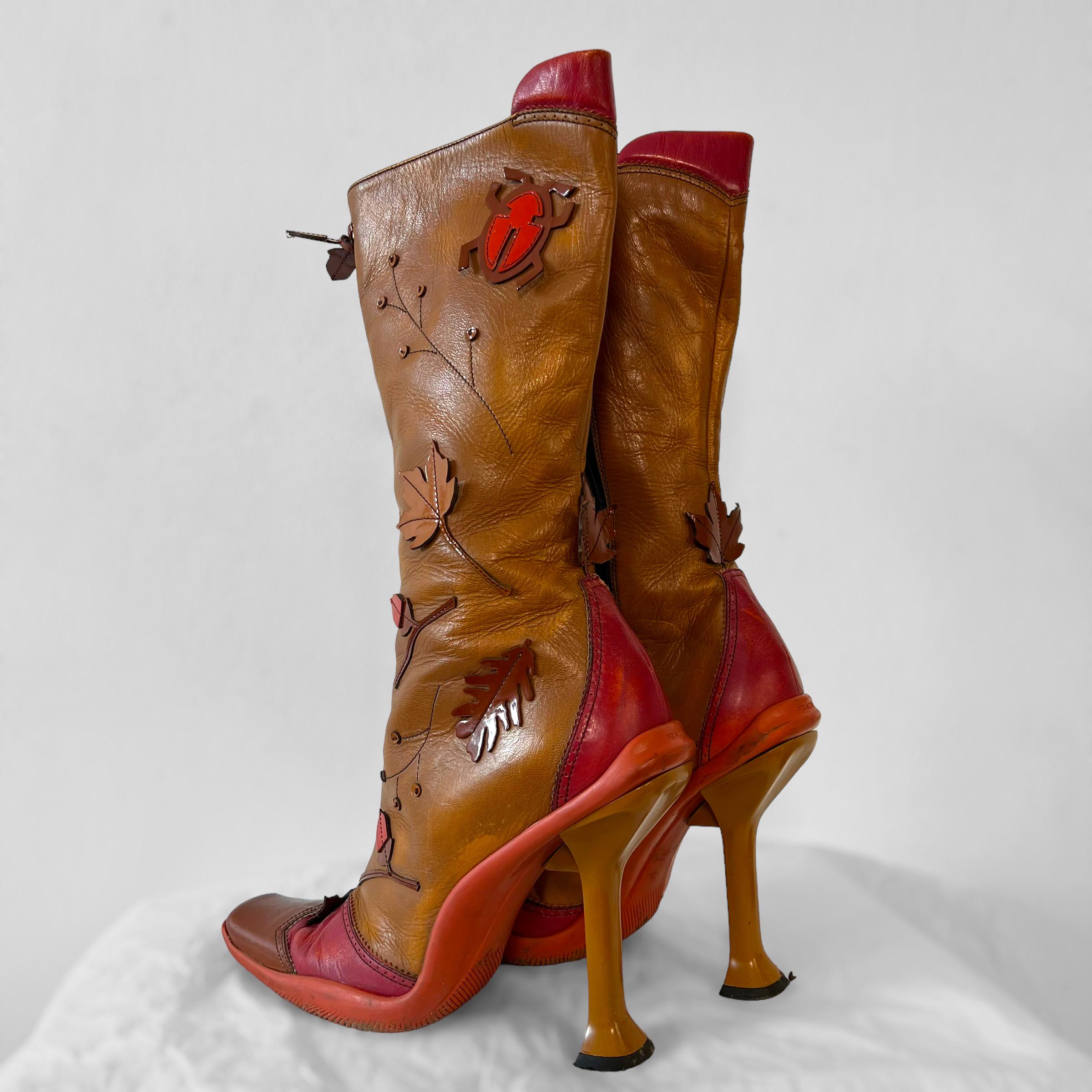 Prada 1999 leaf heeled boots (39) 2