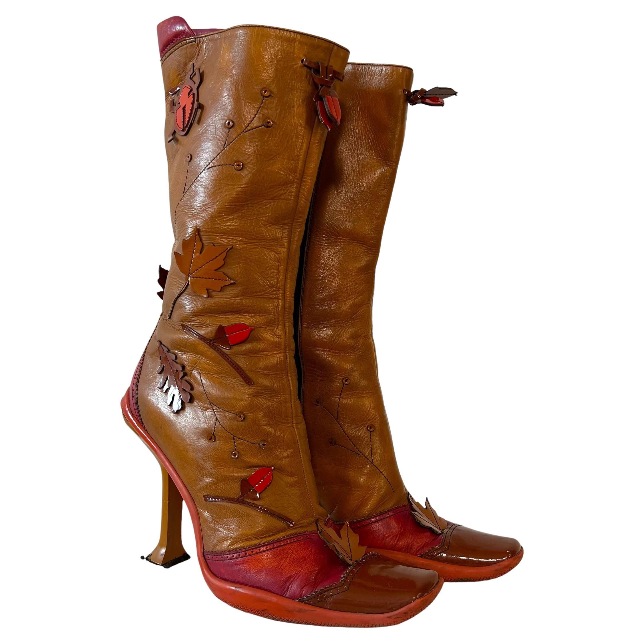 Prada 1999 leaf heeled boots (39)