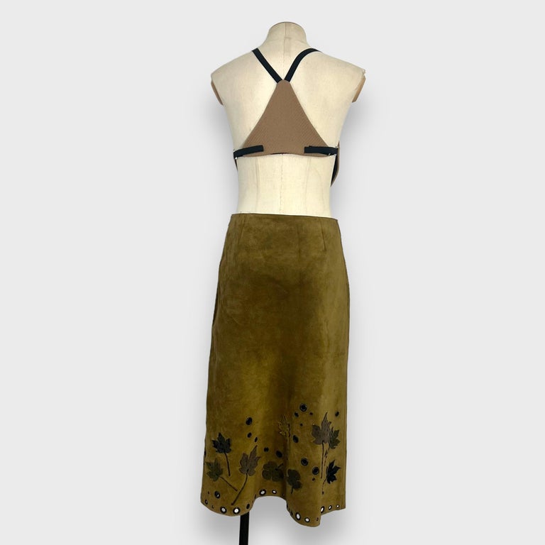 Prada 1999 runway corset and leaf skirt ensemble at 1stDibs