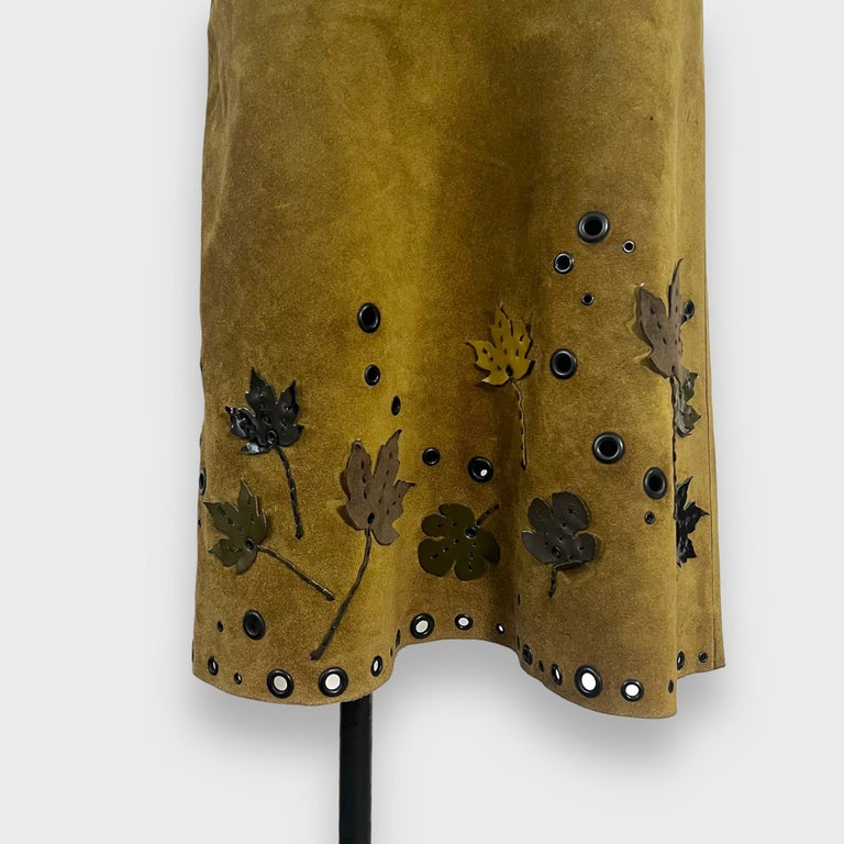 Prada 1999 runway corset and leaf skirt ensemble For Sale at 1stDibs