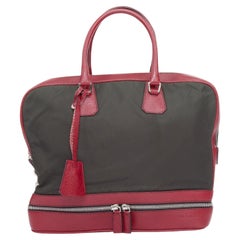 PRADA 1999 Tessuto Cinghiale dual zip bottom compartment satchel bag