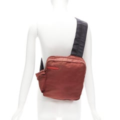 PRADA 1999 Vintage burgundy nylon red sports logo crossbody body bag