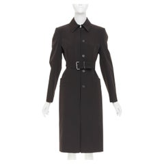 PRADA 1999 Vintage minimal technical single breasted belted trench coat IT42 M
