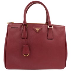 Used Prada 1BA274 Galleria Cherry Saffiano Leather Women's Convertible Tote Bag