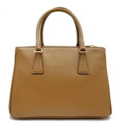 Prada 1BA786 F0401 Saffiano Lux Womens Double Zip Tote Bag Cannella Brown Bag