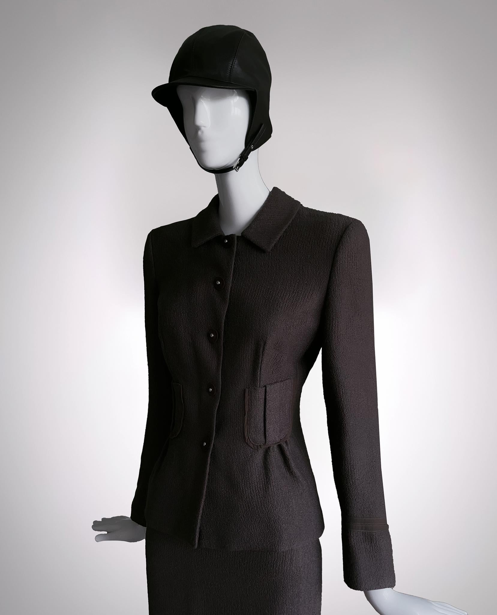 Women's Prada 2000 Skirt Suit Elegant Wool Jacket Skirt For Sale