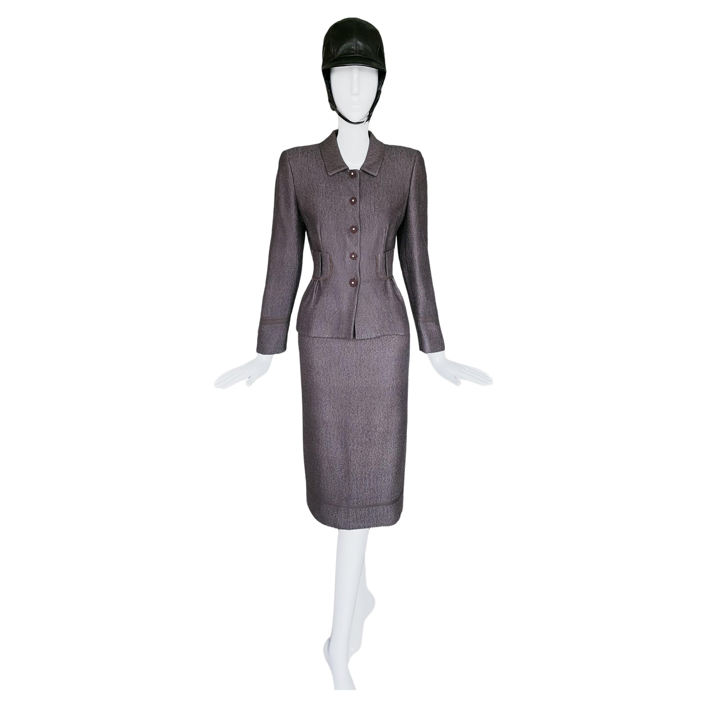 Prada 2000 Skirt Suit Elegant Wool Jacket Skirt For Sale