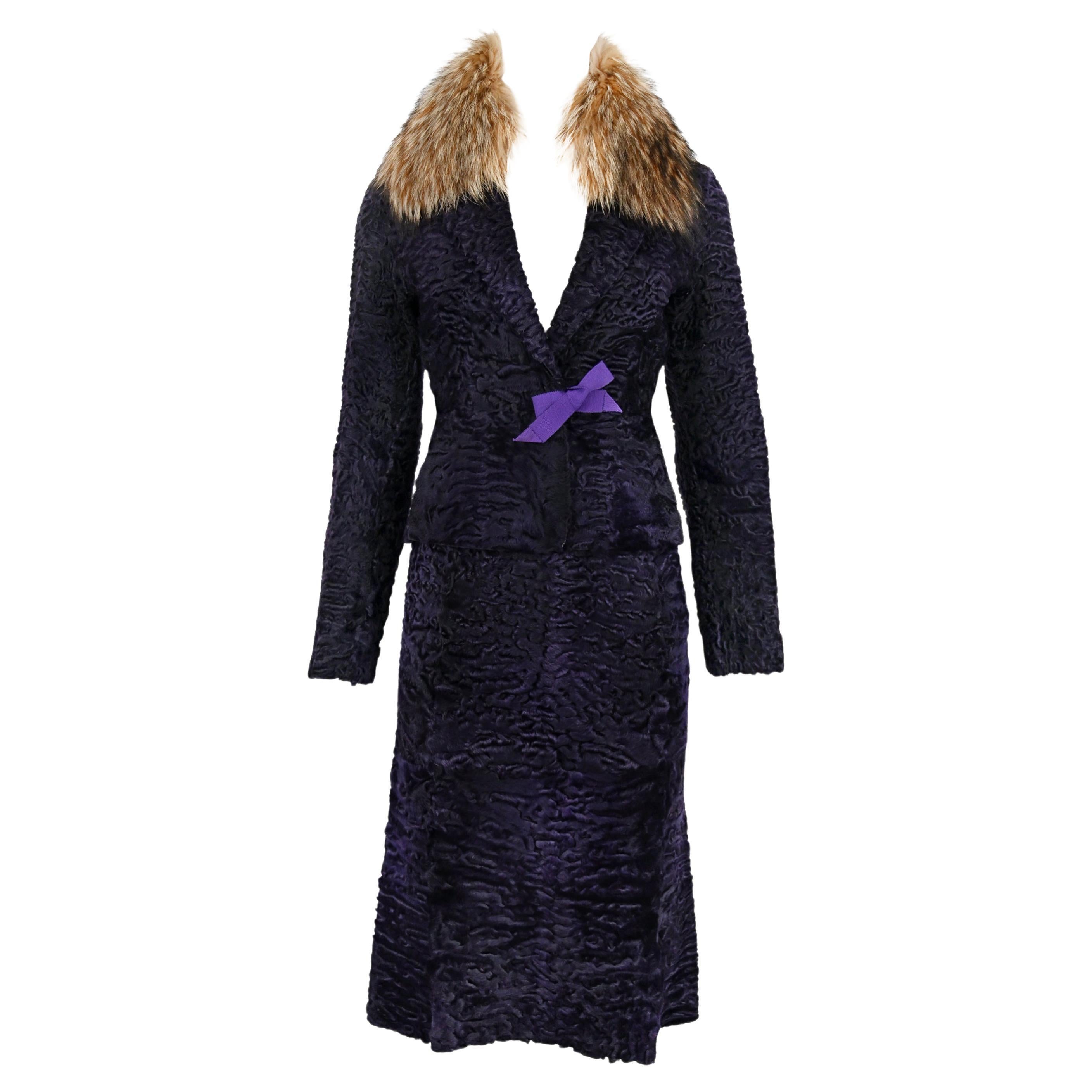 Conjunto de piel de cordero Prada 2000 Violeta Astrakhan Karakul