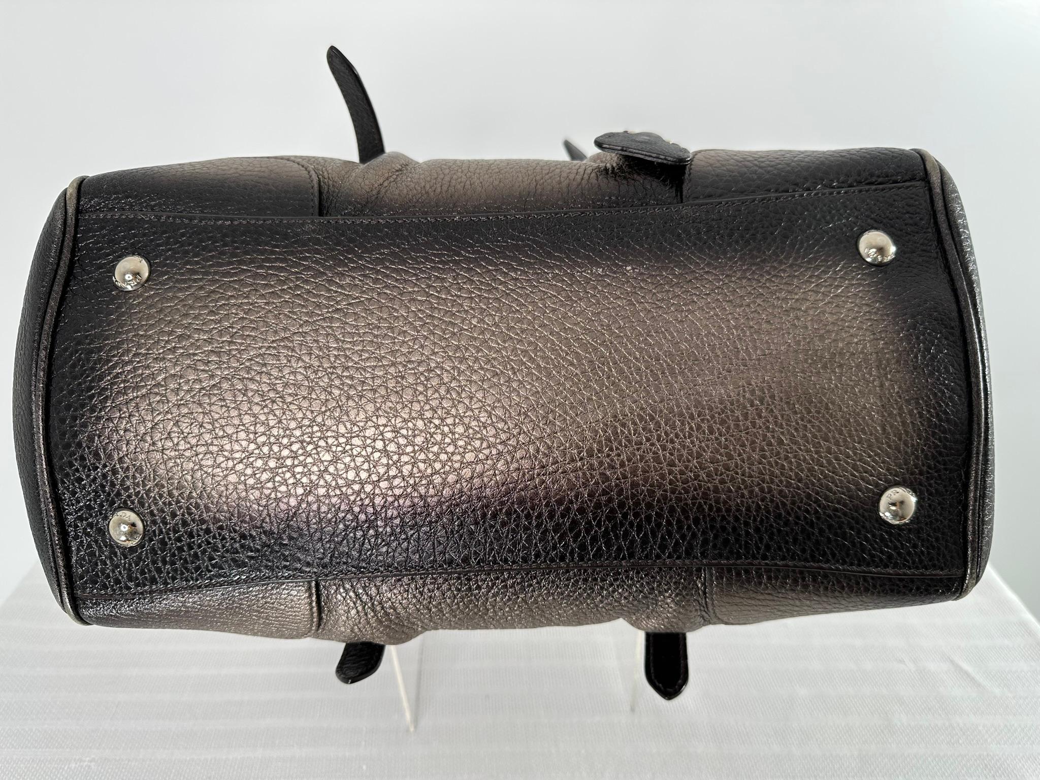 Prada 2000 VITELLO DAINO ANTIK FRAME Doctors BAG Argento Marrone Pelle Metallizzata in vendita 5