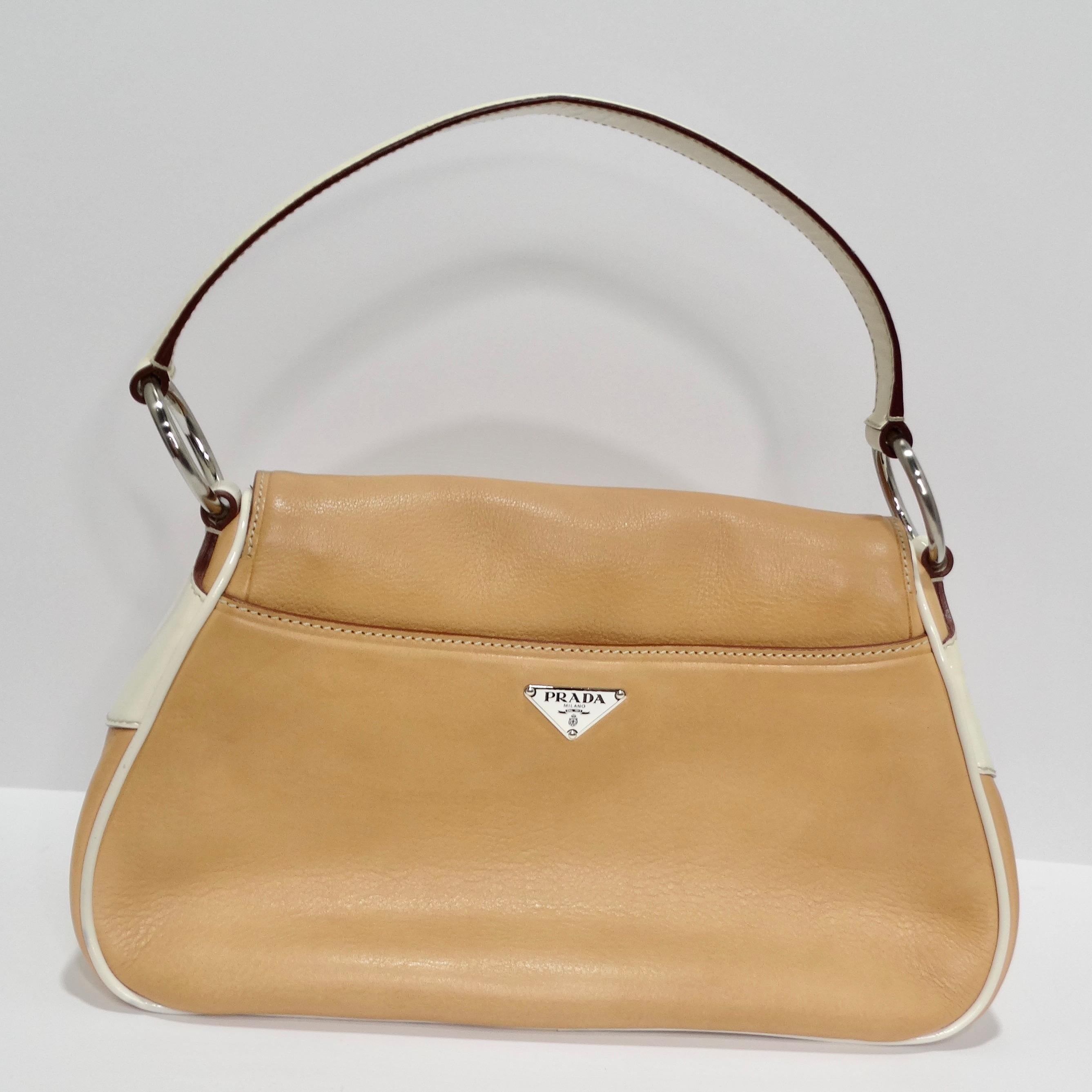 Brown Prada 2000s Camel Leather Top Handle Bag For Sale