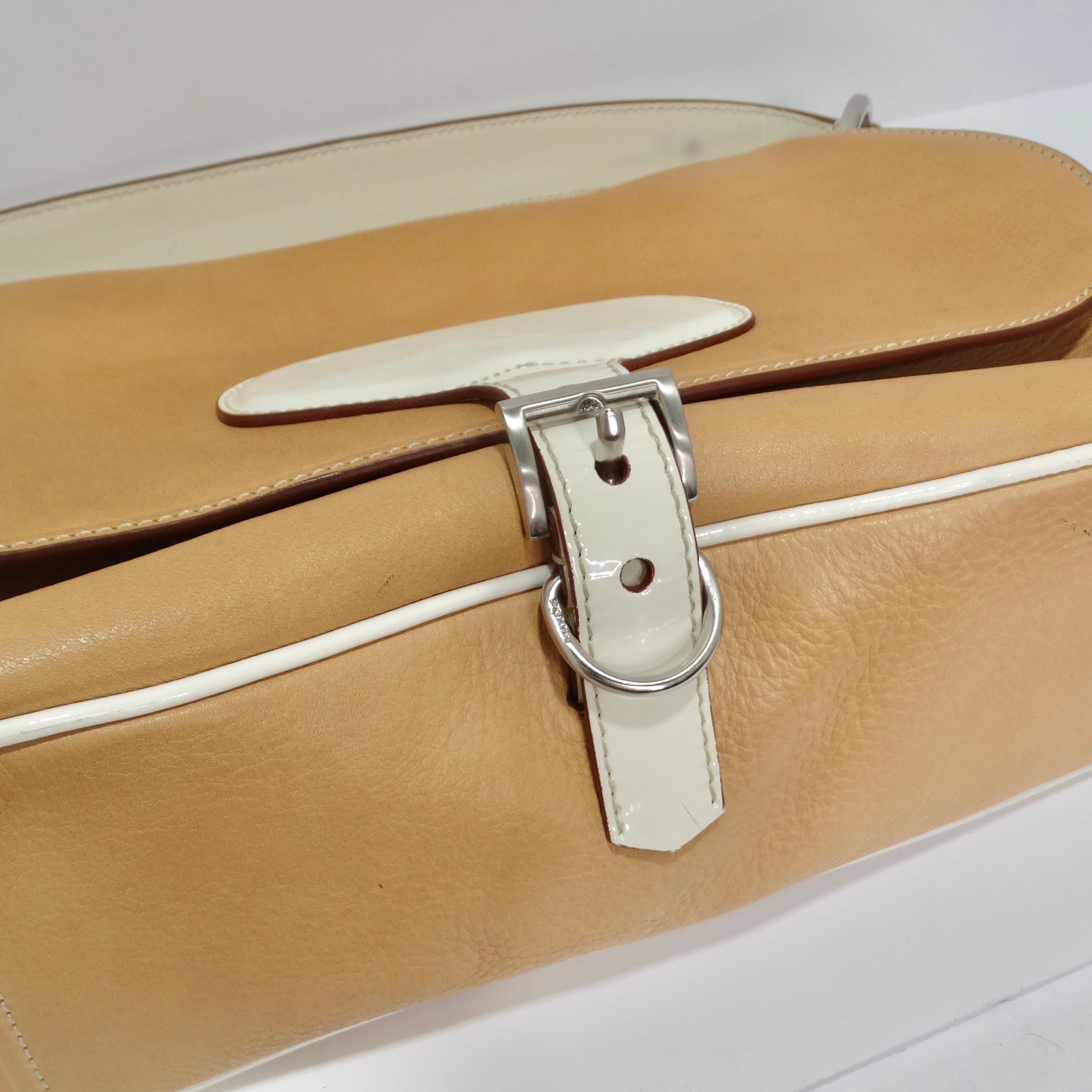 Prada 2000s Camel Leather Top Handle Bag For Sale 3