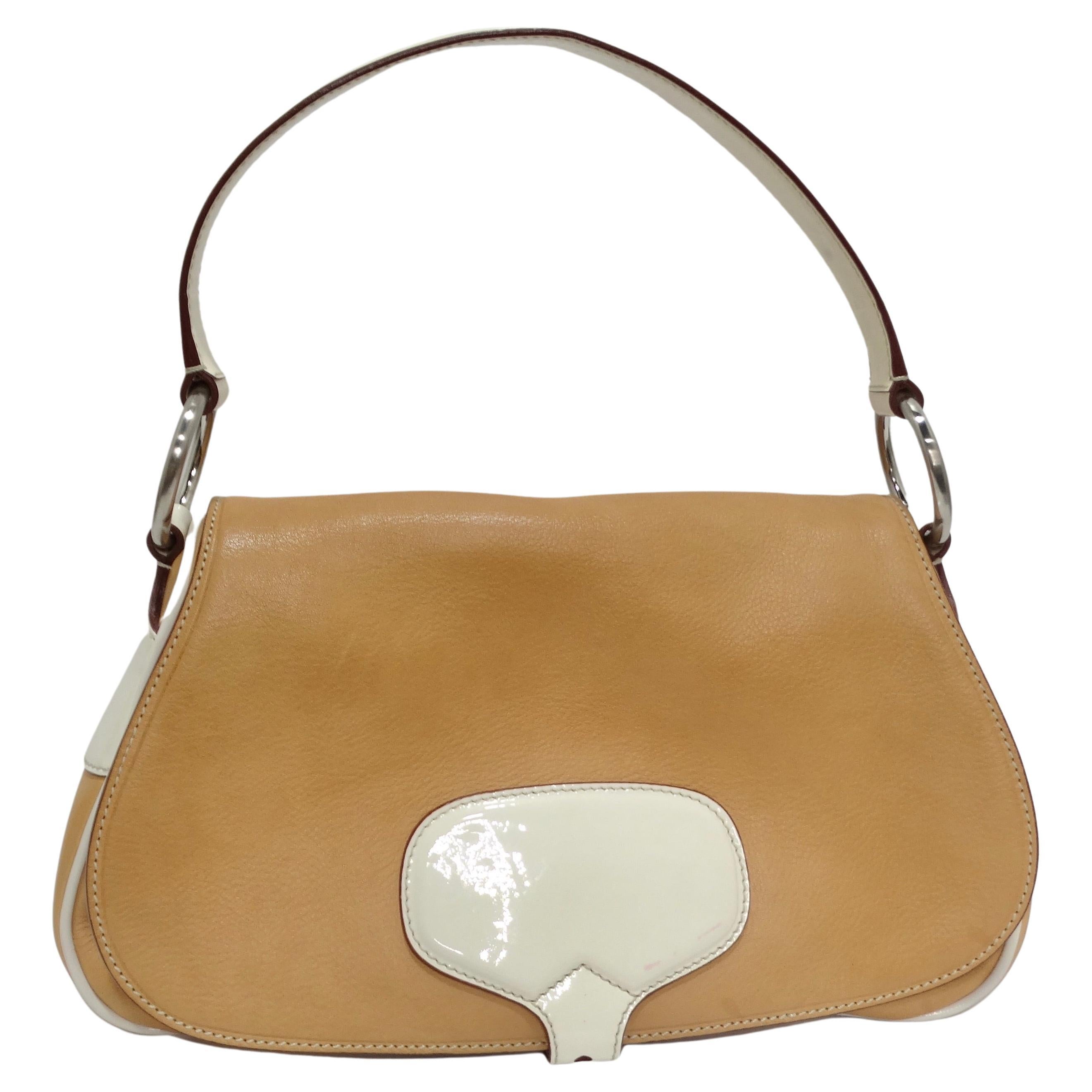Prada 2000s Camel Leather Top Handle Bag For Sale