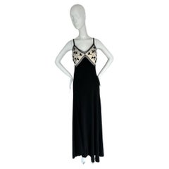 PRADA 2000er Jahre Vintage Seide verziertes Abendkleid Maxikleid aus Seide