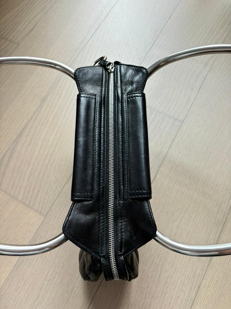 PRADA 2003 Vintage Runway Lambskin Black Swing Bag Silver Hardware SS03 1