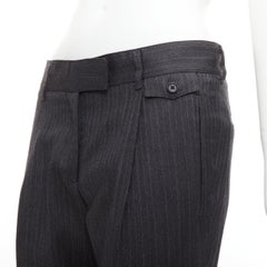 PRADA 2006 100% wool grey pinstripe pleated cuffed pants IT38 XS