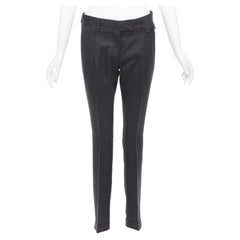 PRADA 2006 100% wool grey pinstripe pleated cuffed pants IT38 XS