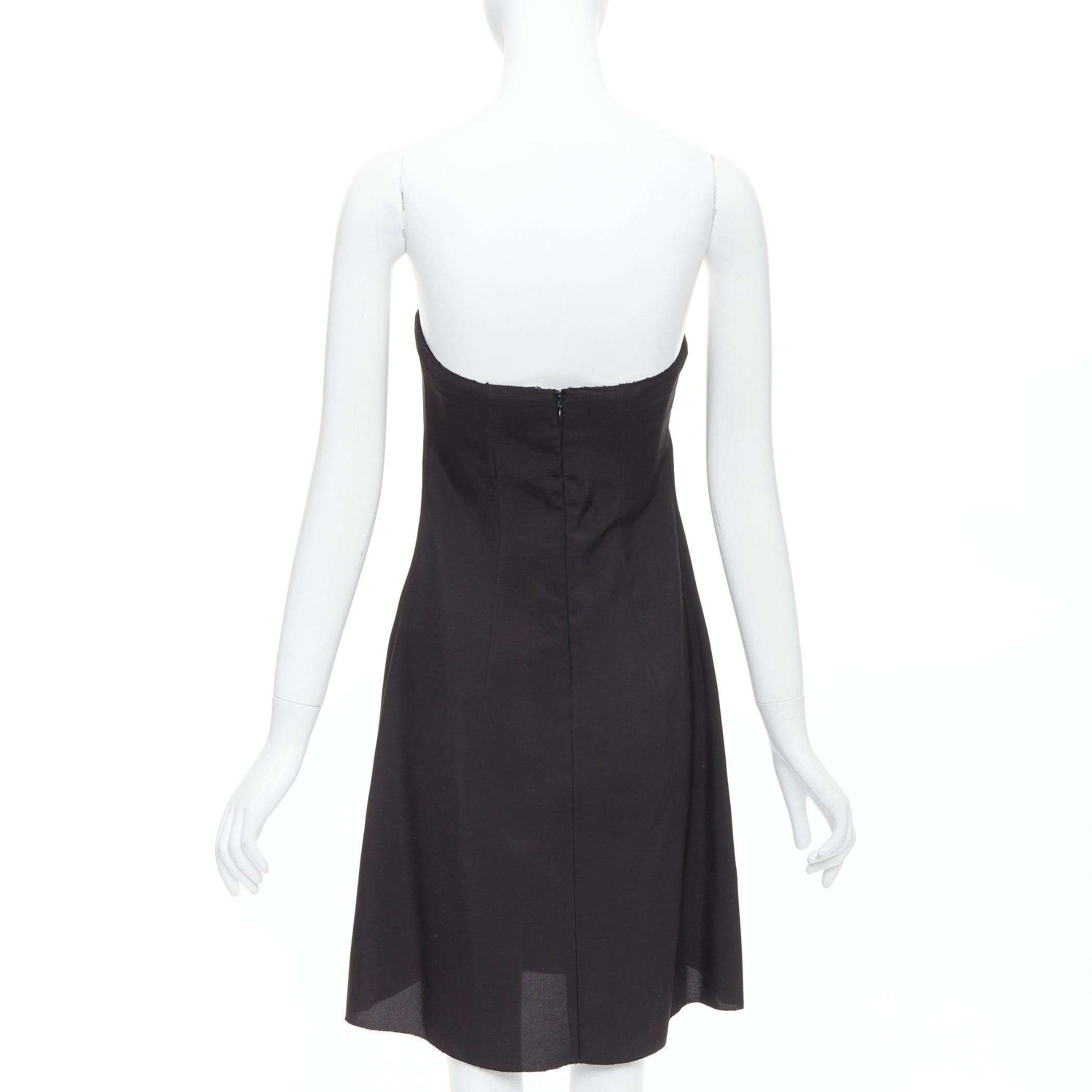 PRADA 2006 - Robe bustier corsetée noire à plis sur le devant IT38 XS Pour femmes en vente