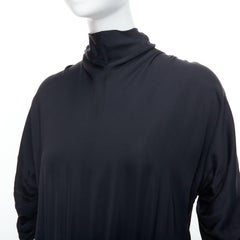 PRADA 2006 black viscose box pleat front ruched sleeves midi dress