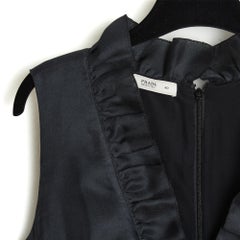 Prada 2006 Robe soie noir FR36 Black Silk Ruffles Cocktail Midi Dress US8 US6