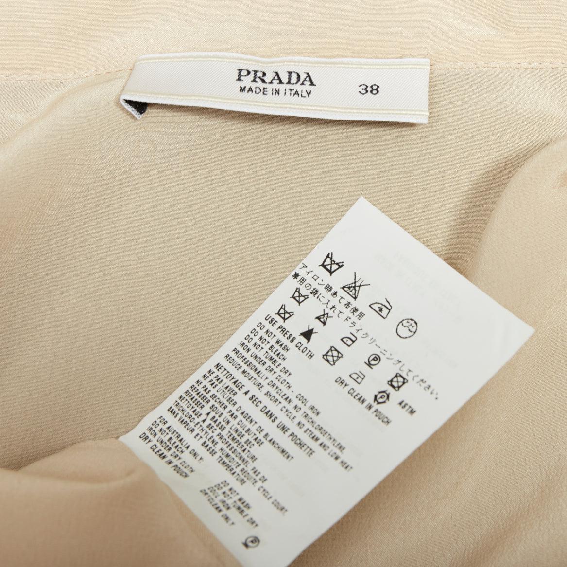 PRADA 2006 Vintage 100% silk ruffle front high collar sleeveless shirt IT38 XS For Sale 3