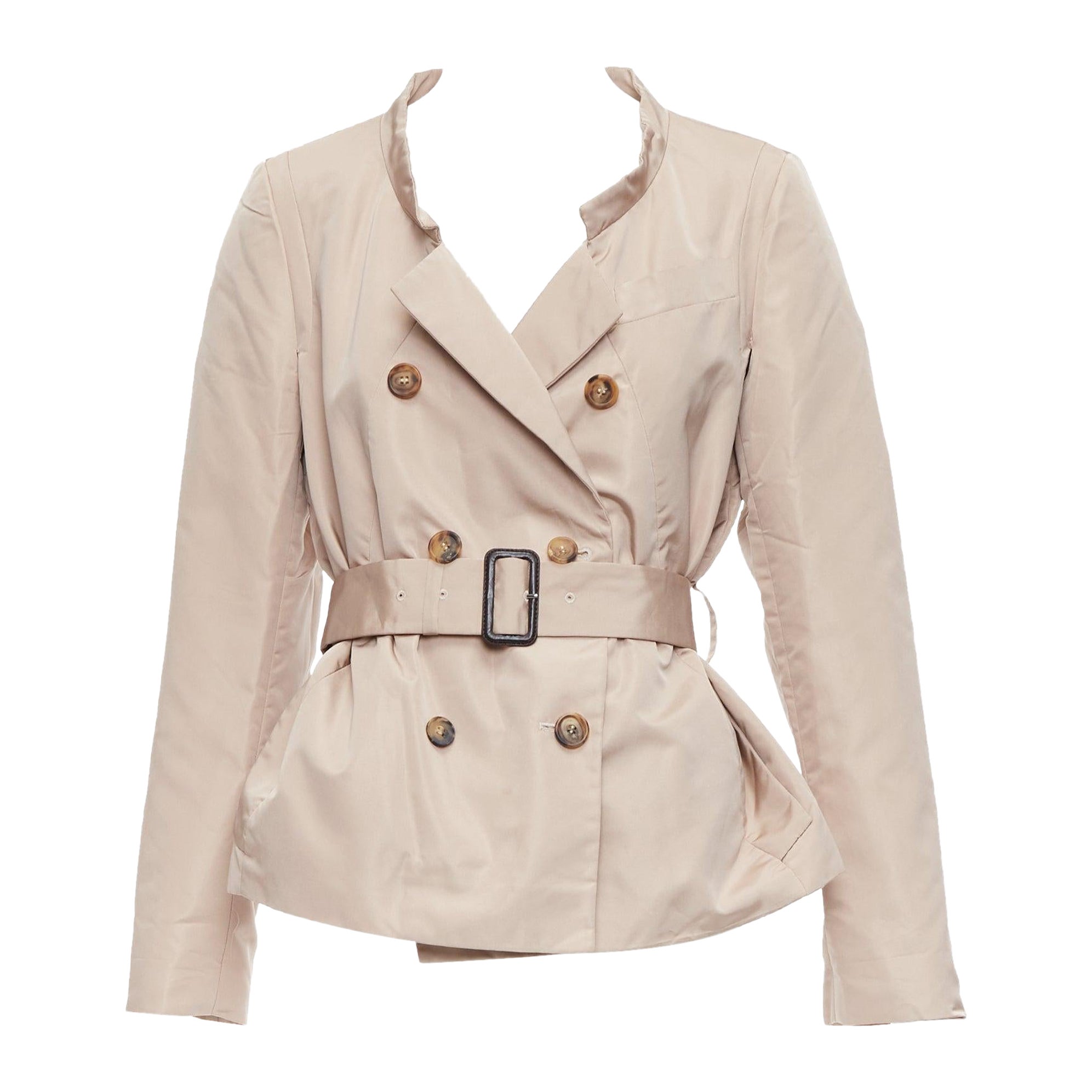 PRADA 2007 beige silk panelled double breasted belted trench jacket IT38 XS