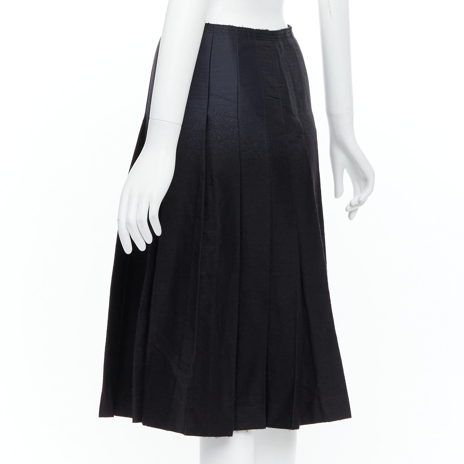 PRADA 2007 black gradient fused silk wool box pleat waist midi skirt IT38 XS 1