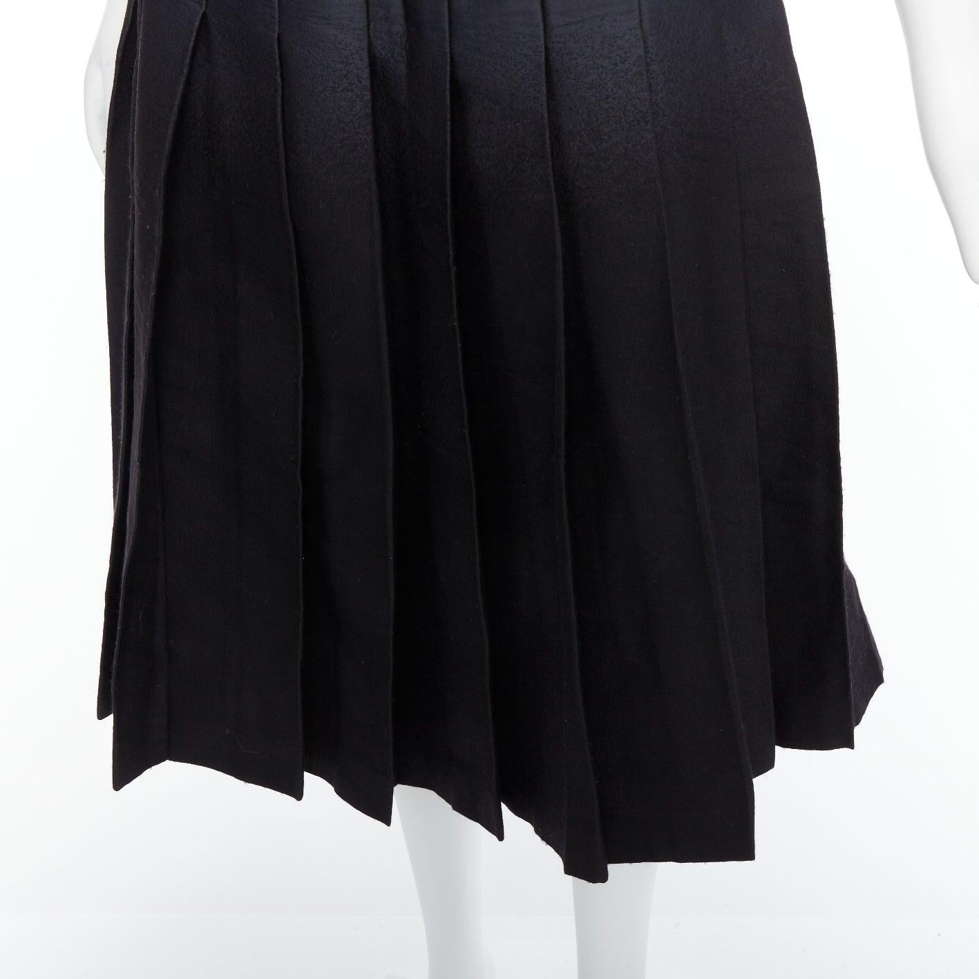 PRADA 2007 black gradient fused silk wool box pleat waist midi skirt IT38 XS 2
