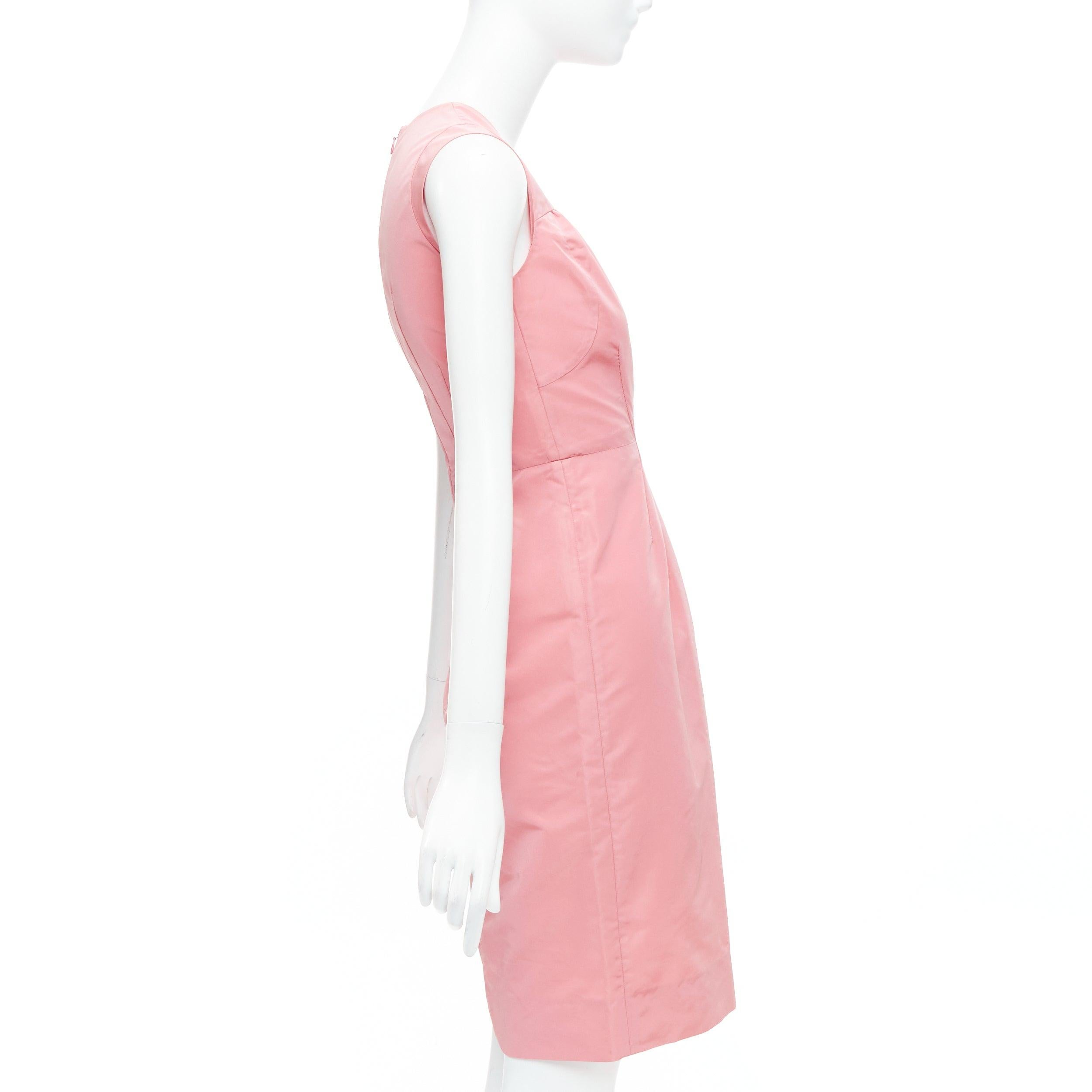 PRADA 2007 pink silk blend tafetta pleated fitted shift dress IT38 XS In Good Condition In Hong Kong, NT