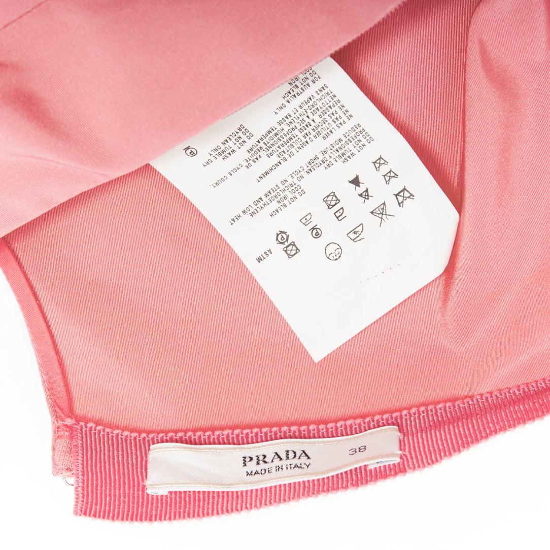 PRADA 2007 pink silk blend tafetta pleated fitted shift dress IT38 XS 3
