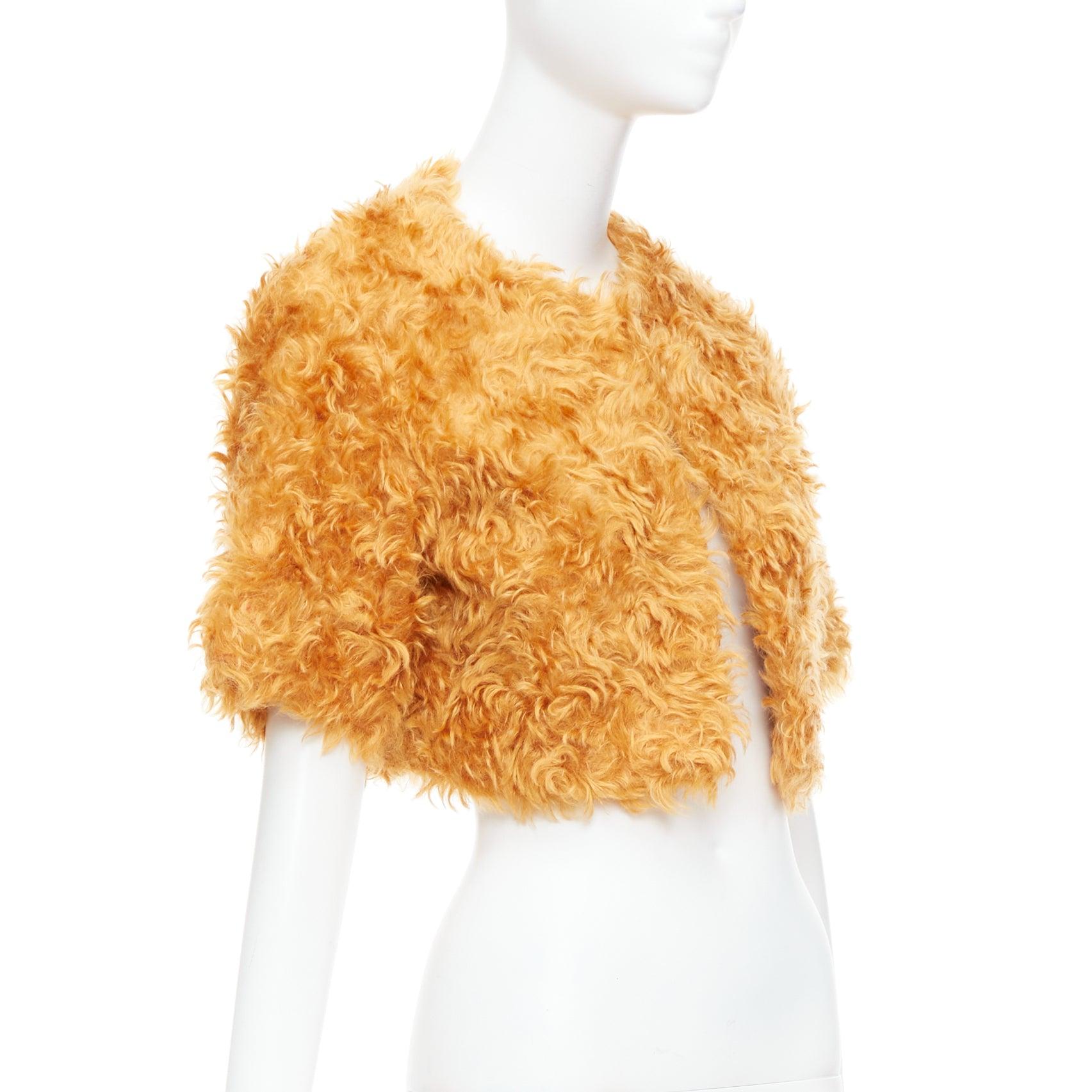 Orange PRADA 2007 Runway orange mohair cotton furry cropped jacket IT38 XS For Sale