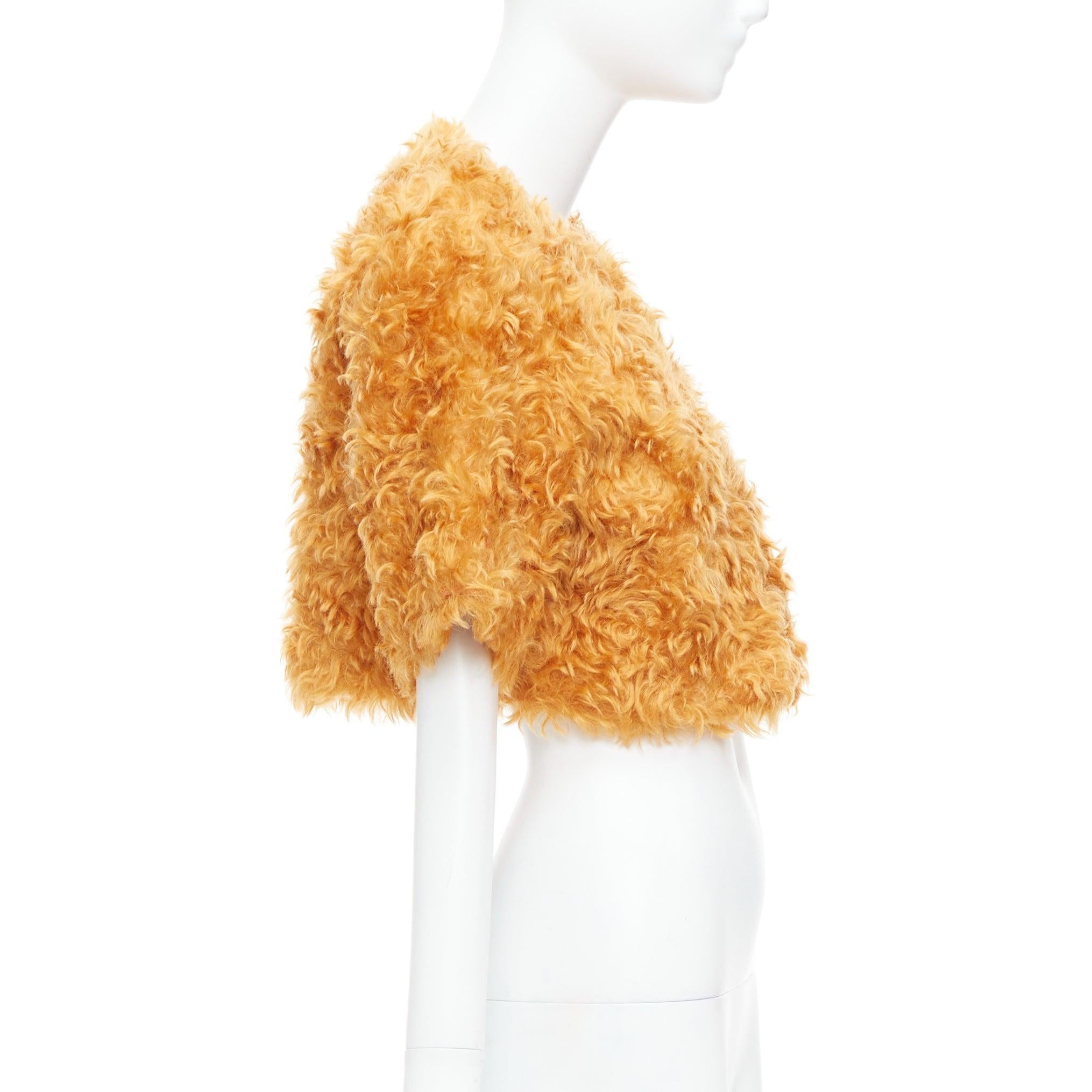 PRADA 2007 Runway orange mohair cotton furry cropped jacket IT38 XS In Excellent Condition For Sale In Hong Kong, NT