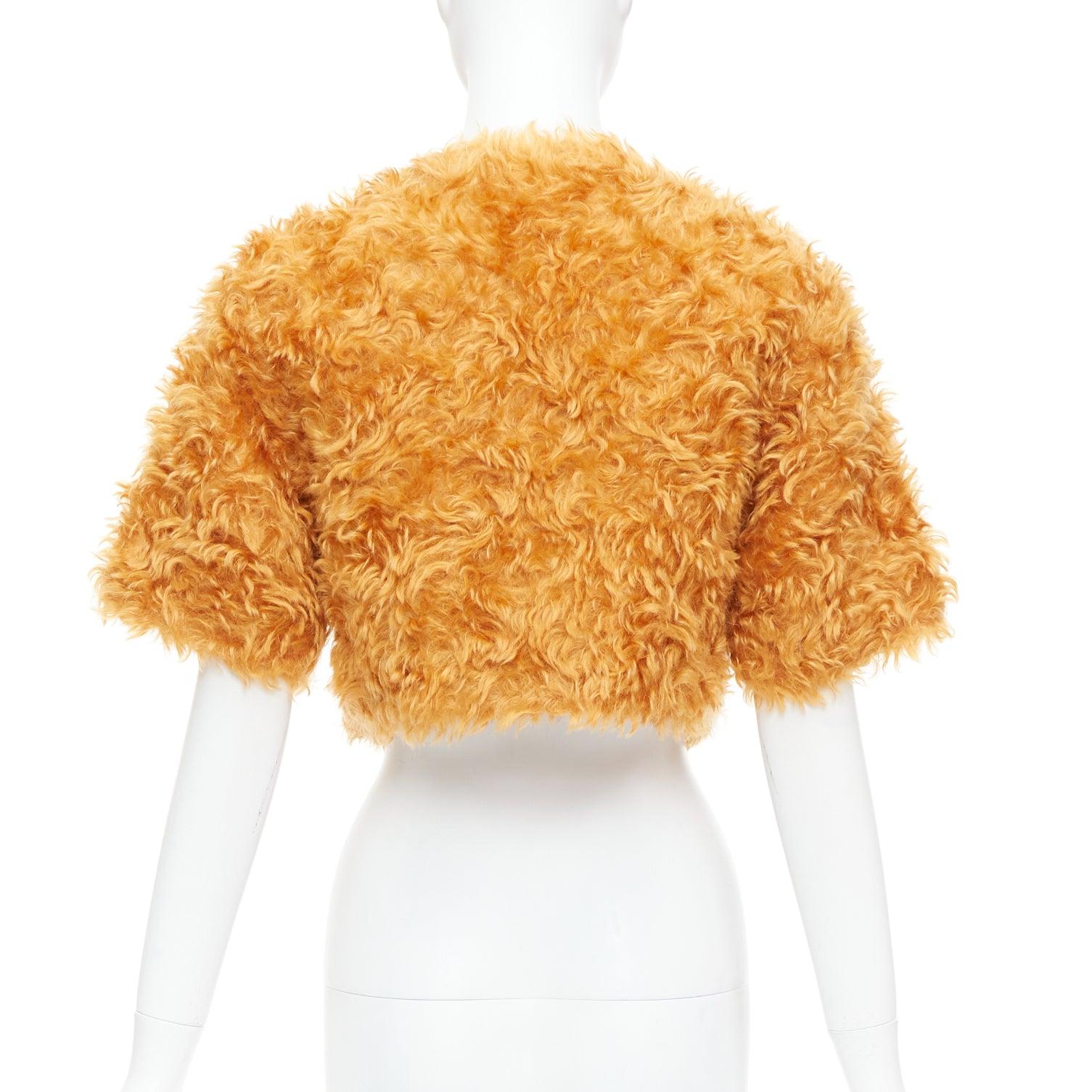 Women's PRADA 2007 Runway orange mohair cotton furry cropped jacket IT38 XS For Sale