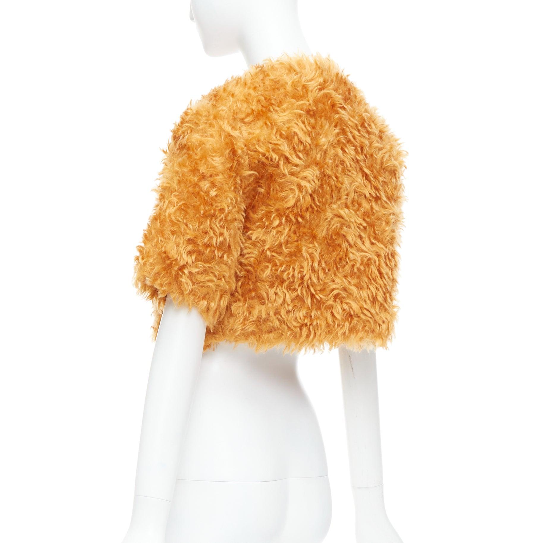 PRADA 2007 Runway orange mohair cotton furry cropped jacket IT38 XS For Sale 1