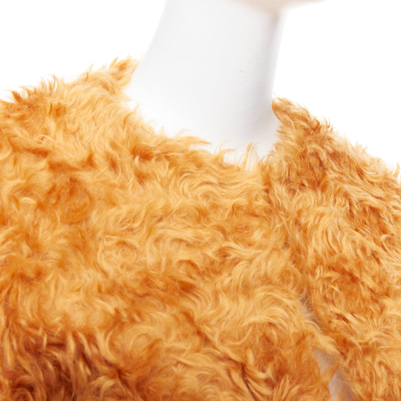 PRADA 2007 Runway orange mohair cotton furry cropped jacket IT38 XS For Sale 2