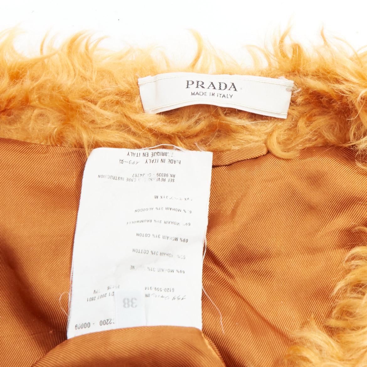 PRADA 2007 Runway orange mohair cotton furry cropped jacket IT38 XS For Sale 3